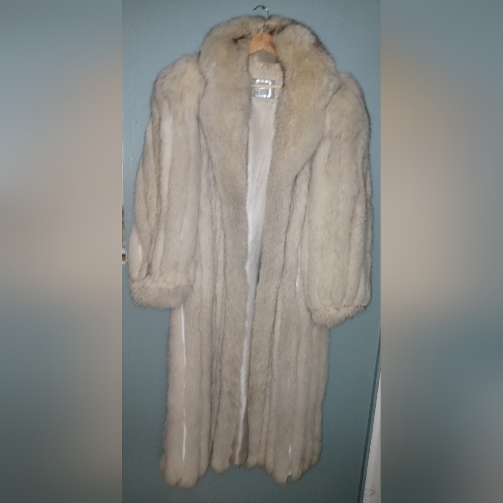 Saga Blue Fox Full Length Fur Coat Size Medium